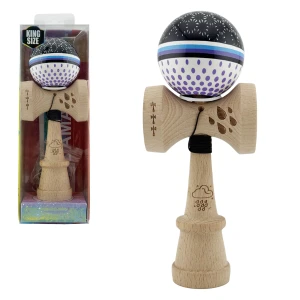 «kendama super sticky x original», rulment metalic, ața 62/65 cm, king size 7.5 x 6 x 18 cm, „picături de ploaie”