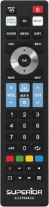 Universal remote superior suptrb019 for tv lg, samsung, sony, philips, panasonic ,  all functions for smart tv, 2x 1,5 v – aaa (not included)