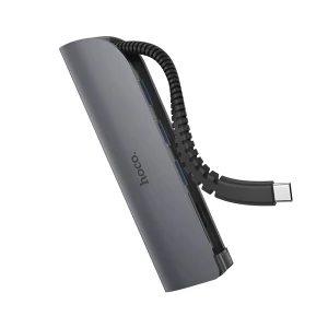 Hoco hub 5в1 type-c на 3*usb-a 3.0 + sd/tf, hb17 easy connect, черный Thumbnail 2