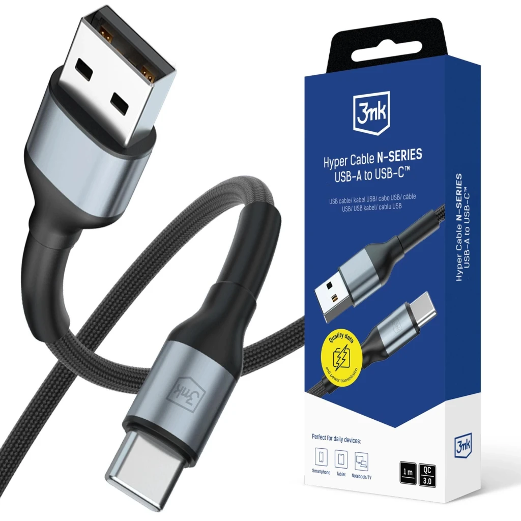 Cable usb - type-c, 9v/2.0a/18w/qc3.0, 1.0m, 3mk n-series black 2
