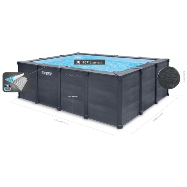 Intex piscină graphite gray panel 400x300x124 cm, 10091l, cadru metalic 4