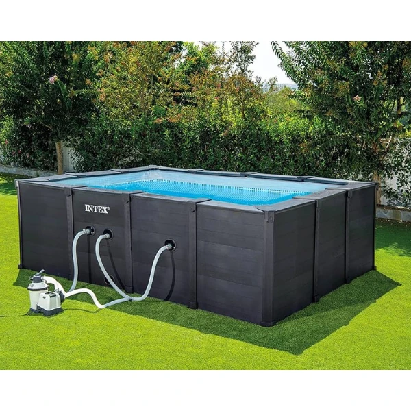 Intex piscină graphite gray panel 400x300x124 cm, 10091l, cadru metalic 8