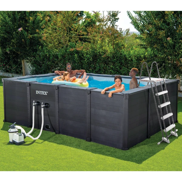 Intex piscină graphite gray panel 400x300x124 cm, 10091l, cadru metalic 2