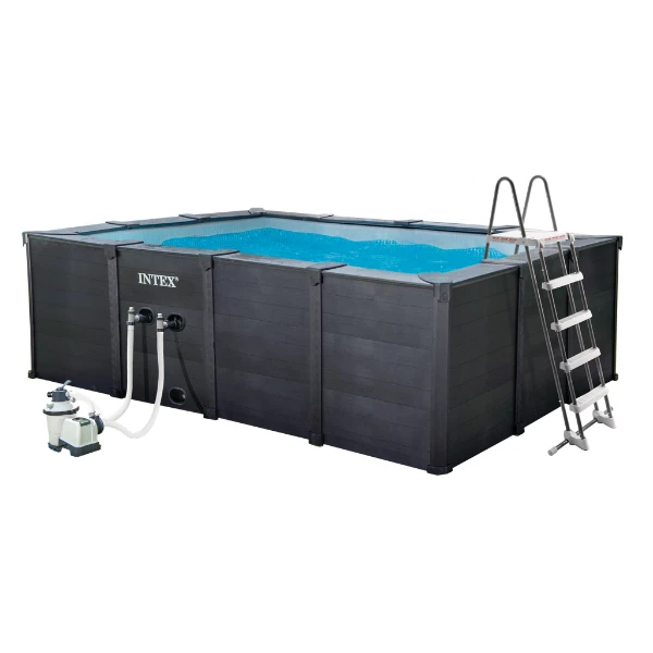 Intex piscină graphite gray panel 400x300x124 cm, 10091l, cadru metalic 7