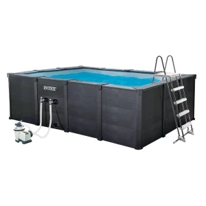 Intex piscină graphite gray panel 400x300x124 cm, 10091l, cadru metalic Thumbnail 7