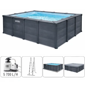 INTEX Piscină GRAPHITE GRAY PANEL 400x300x124 cm, 10091L, cadru metalic Thumbnail 1