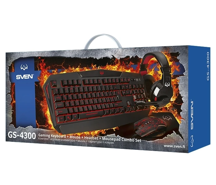 Set tastatură + mouse + mouse pad + căști sven gs-4300, cu fir, negru 12