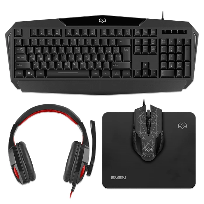 Set tastatură + mouse + mouse pad + căști sven gs-4300, cu fir, negru 3