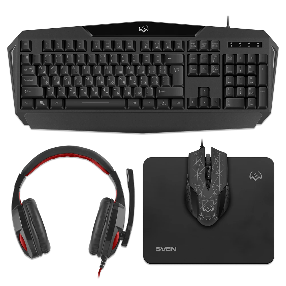 Set tastatură + mouse + mouse pad + căști sven gs-4300, cu fir, negru 8