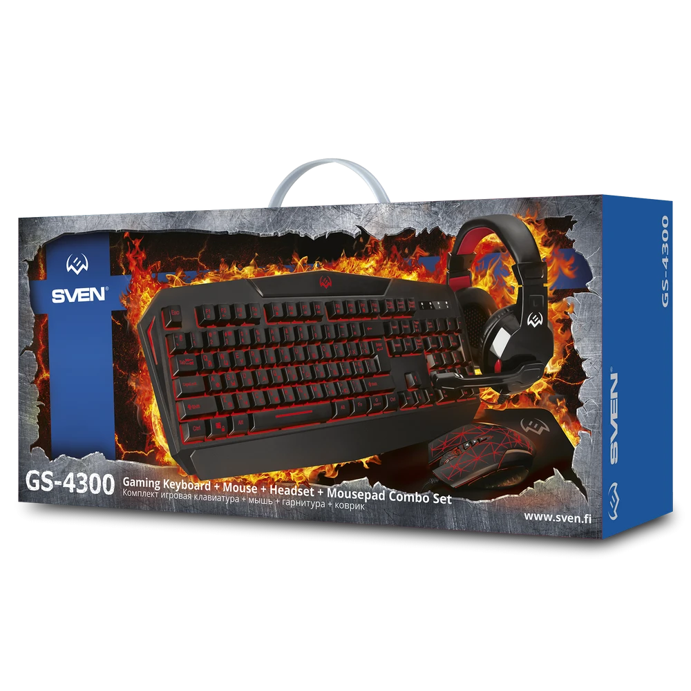Set tastatură + mouse + mouse pad + căști sven gs-4300, cu fir, negru 14