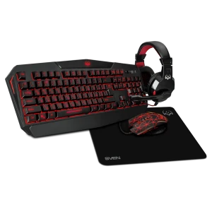 Set tastatură + mouse + mouse pad + căști sven gs-4300, cu fir, negru