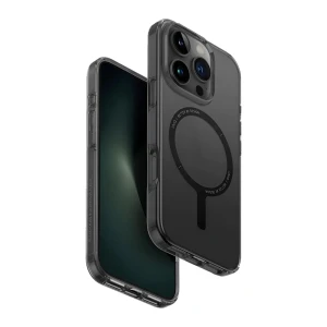Чехол uniq hybrid clario (eco) для iphone 16 pro с magclick зарядкой, smoke