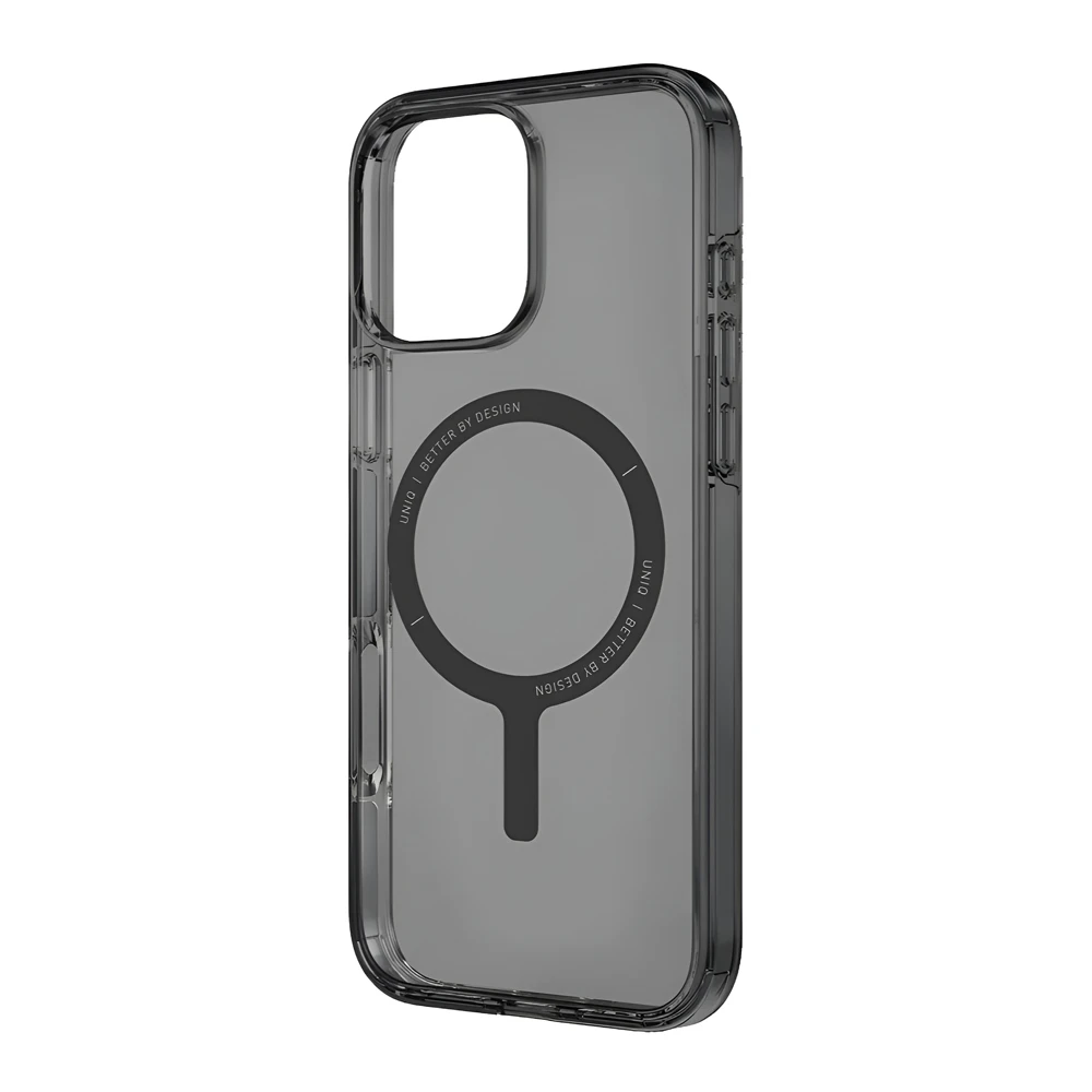 Uniq case for iphone 16 pro hybrid clario (eco) with magclick charging, smoke 3