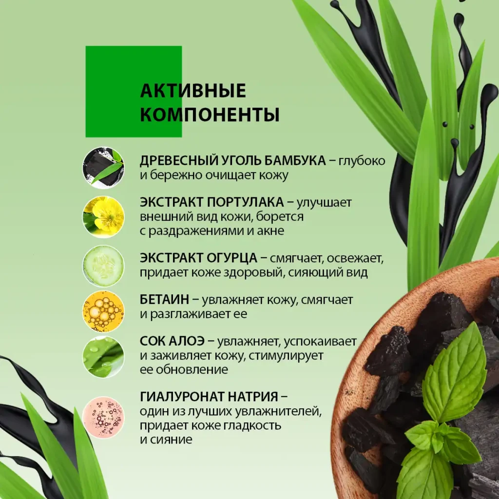Угольная бьюти-маска для лица «черный бриллиант», 1 шт. 2