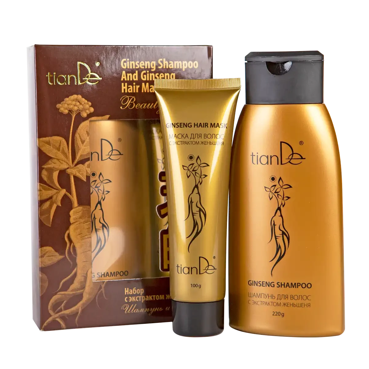 Set pentru îngrijirea părului „șampon cu extract + mască pentru păr cu extract de ginseng”, 220 g + 100 g 2