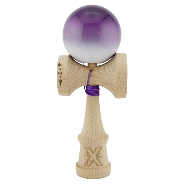 "kendama flippy x original", profesională, rulment metalic, ața 55 cm, ultra aderent, cupe mari, 7 х 6 х 18 cm, mov-alb 2