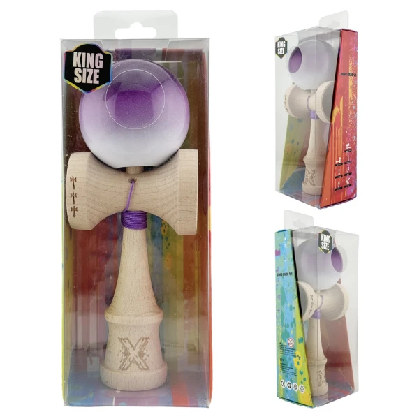 "kendama flippy x original", profesională, rulment metalic, ața 55 cm, ultra aderent, cupe mari, 7 х 6 х 18 cm, mov-alb 12