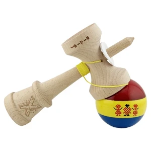 «kendama super sticky x original», profesională, rulment metalic, ața 62/65 cm, ultra aderent, king size 7.5 x 6 x 18 cm, stil romanesc Thumbnail 4
