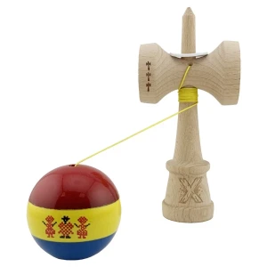 «kendama super sticky x original», profesională, rulment metalic, ața 62/65 cm, ultra aderent, king size 7.5 x 6 x 18 cm, stil romanesc Thumbnail 5