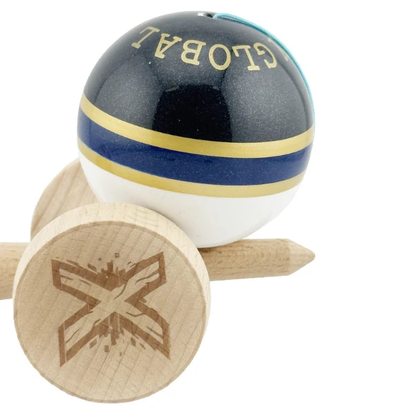 «kendama royal spike x original», profesională, rulment metalic, ața 62/65 cm, ultra aderent, king size 7.5 x 6 x 18 cm, inel albastru inchis 7