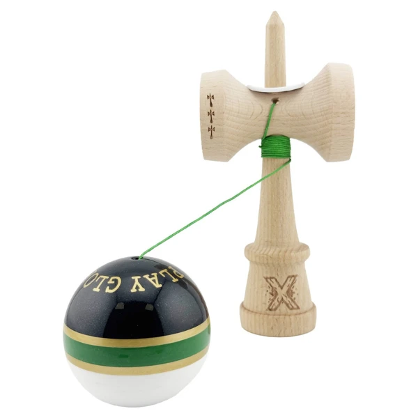 «kendama royal spike x original», profesională, rulment metalic, ața 62/65 cm, ultra aderent, king size 7.5 x 6 x 18 cm, inel verde 7