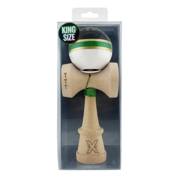 «kendama royal spike x original», profesională, rulment metalic, ața 62/65 cm, ultra aderent, king size 7.5 x 6 x 18 cm, inel verde 3