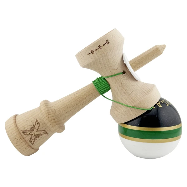 «kendama royal spike x original», profesională, rulment metalic, ața 62/65 cm, ultra aderent, king size 7.5 x 6 x 18 cm, inel verde 6