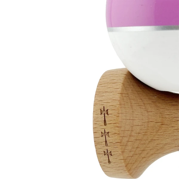 «kendama royal spike x original», profesională, rulment metalic, ața 55 cm, ultra aderent, 7 x 6 x 18 cm, negru-roz-alb 6