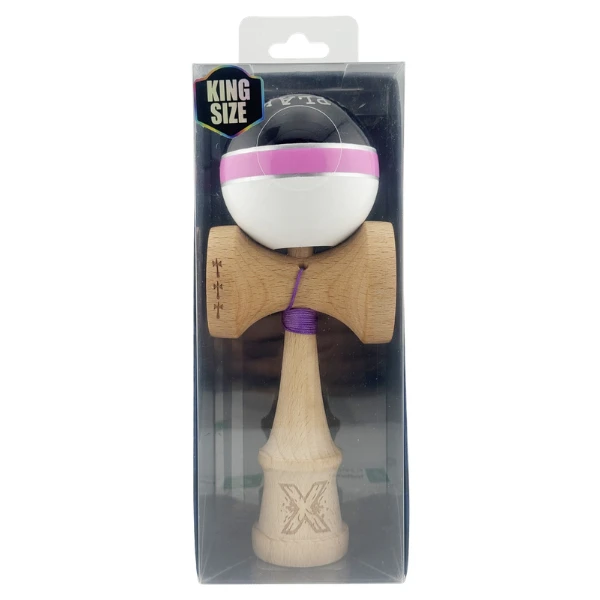 «kendama royal spike x original», profesională, rulment metalic, ața 55 cm, ultra aderent, 7 x 6 x 18 cm, negru-roz-alb 3