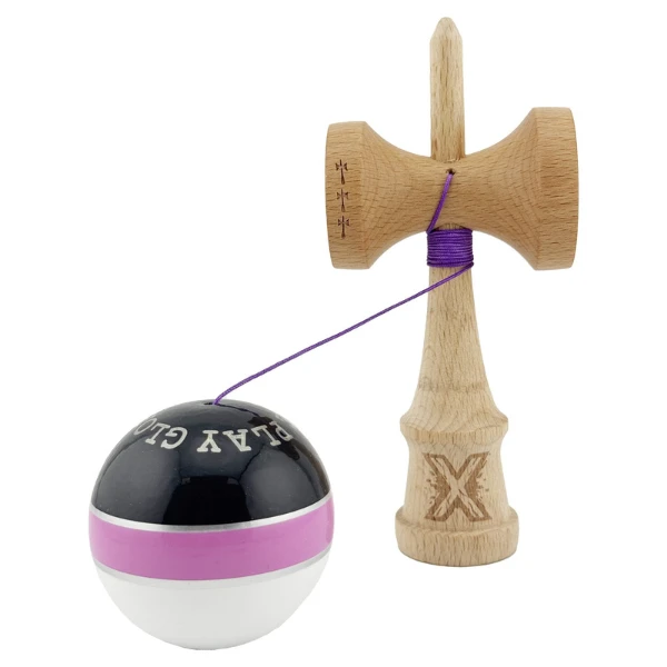 «kendama royal spike x original», profesională, rulment metalic, ața 55 cm, ultra aderent, 7 x 6 x 18 cm, negru-roz-alb 5