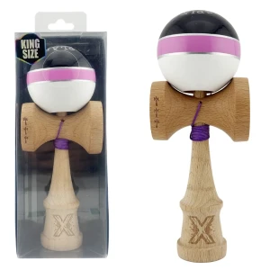 «kendama royal spike x original», profesională, rulment metalic, ața 55 cm, ultra aderent, 7 x 6 x 18 cm, negru-roz-alb Thumbnail 2