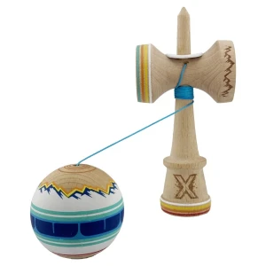 «kendama super sticky x original», rulment metalic, ața 62/65 cm, king size 7.5 x 6 x 18 cm, „munți" Thumbnail 7