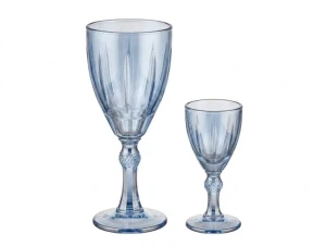 Set 12 cupe sticlă albastru 6+6