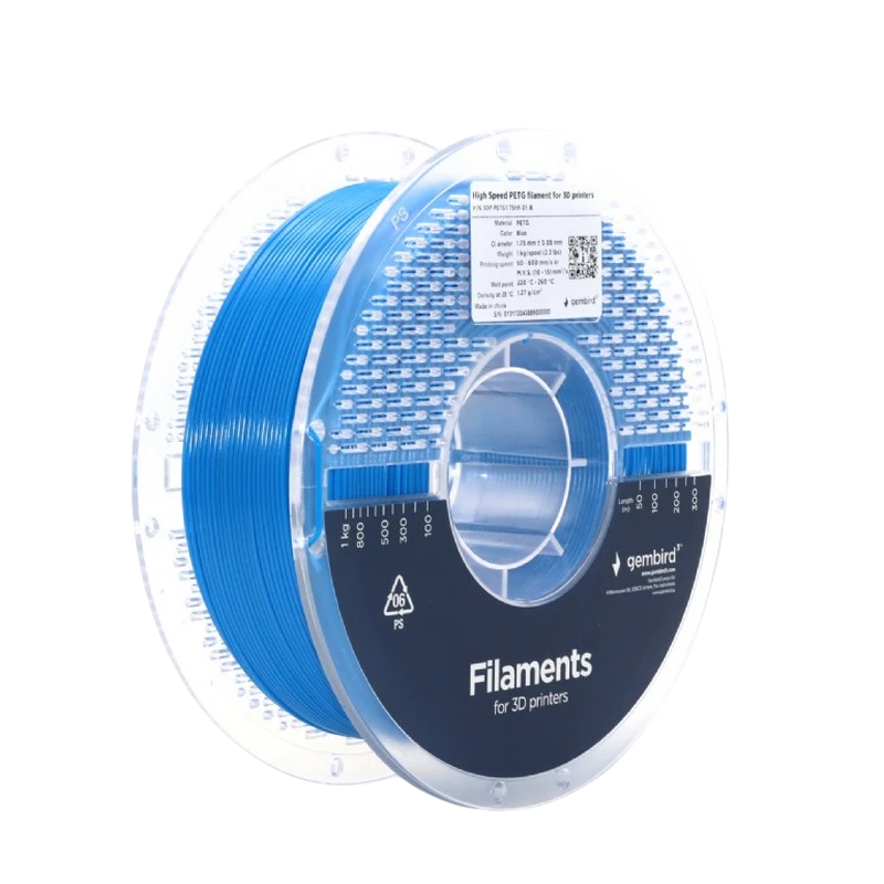 Filament pentru imprimantă 3d gembird 3dp-petg1.75hy-01-b, petg, albastru , 1.75 mm, 1kg 3