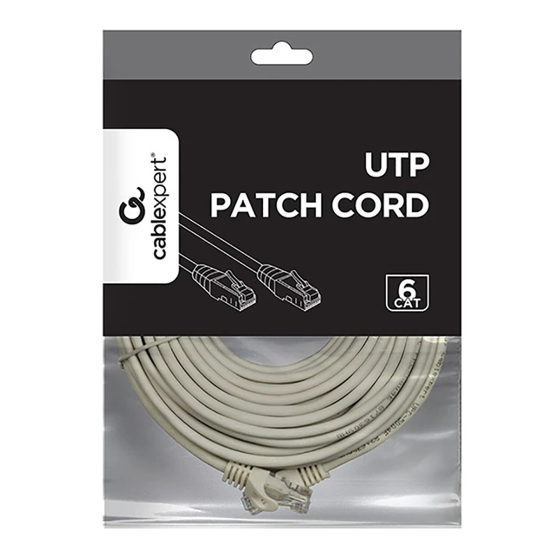 Патч-корд cablexpert pp6u-10m, cat6 utp, 10м, серый 6