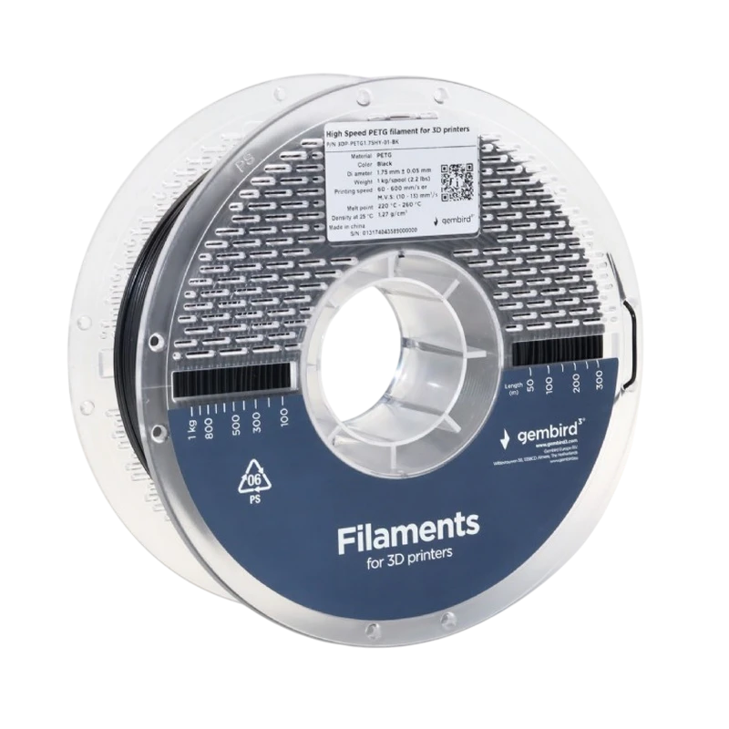 Filament pentru imprimantă 3d gembird 3dp-petg1.75hy-01-bk, petg, negru , 1.75 mm, 1kg 2