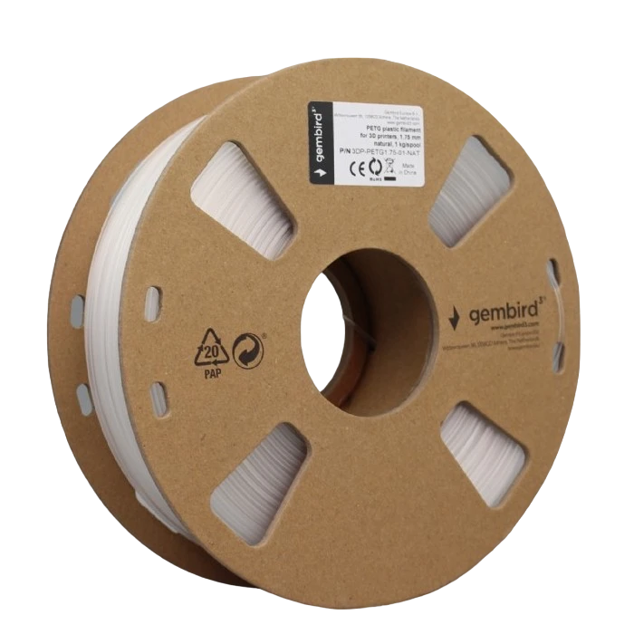 Filament pentru imprimantă 3d gembird 3dp-petg1.75-01-nat, petg, transparent, 1.75 mm, 1 kg 3