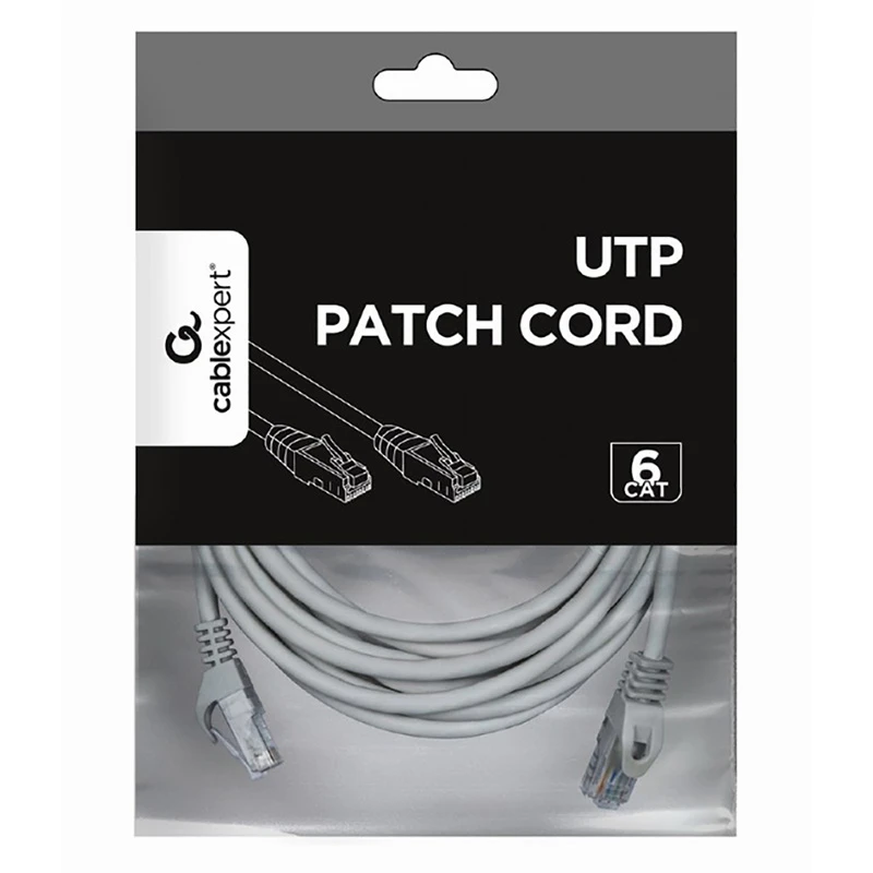 Патч-корд cablexpert pp6u-5m, cat6 utp, 5м, серый 5