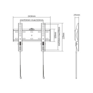 Suport fixat pe perete gembird wm-42f-01, negru Thumbnail 2