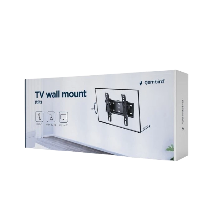 Наклонное настенное крепление gembird wm-42t-02, чёрный 2