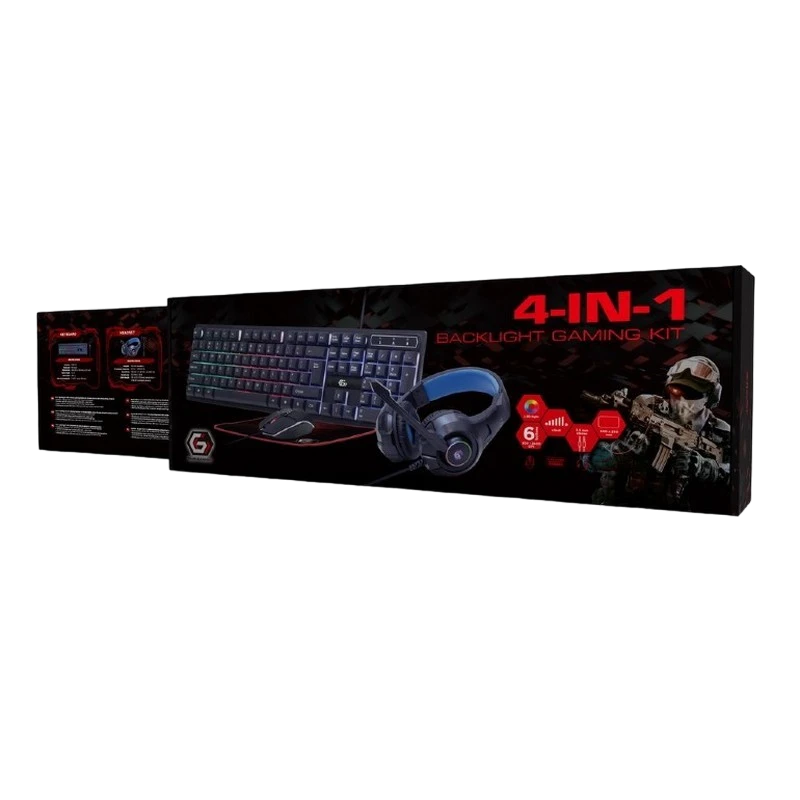 Set tastatură + mouse + mouse pad + căști gembird ggs-umgl4-02, cu fir, negru 2