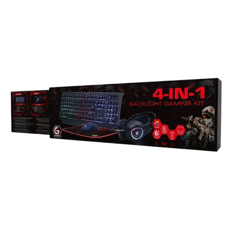 Set tastatură + mouse + mouse pad + căști gembird ggs-umgl4-01, cu fir, negru 2