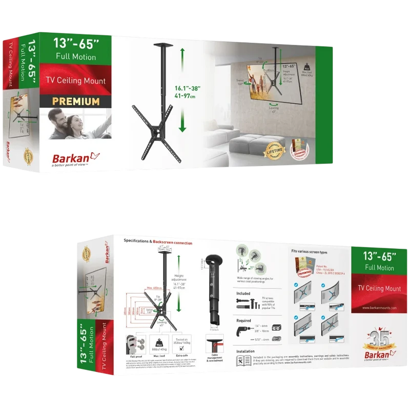 Suport pentru tavan barkan 3500b, negru 2