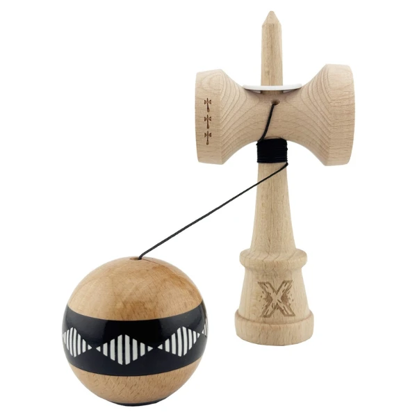 "kendama x original: frequency", profesionala, flippy, rulment metalic, ața 62/65 cm, cupe mari, 7.5 х 6 х 18 cm, negru-maro 6