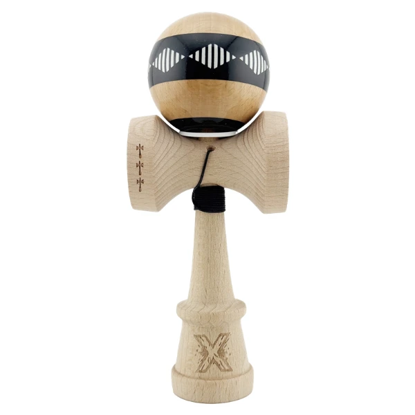 "kendama x original: frequency", profesionala, flippy, rulment metalic, ața 62/65 cm, cupe mari, 7.5 х 6 х 18 cm, negru-maro 2