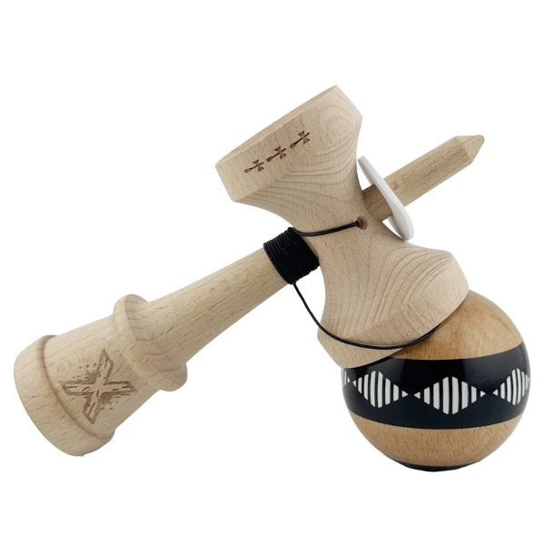 "kendama x original: frequency", profesionala, flippy, rulment metalic, ața 62/65 cm, cupe mari, 7.5 х 6 х 18 cm, negru-maro 7