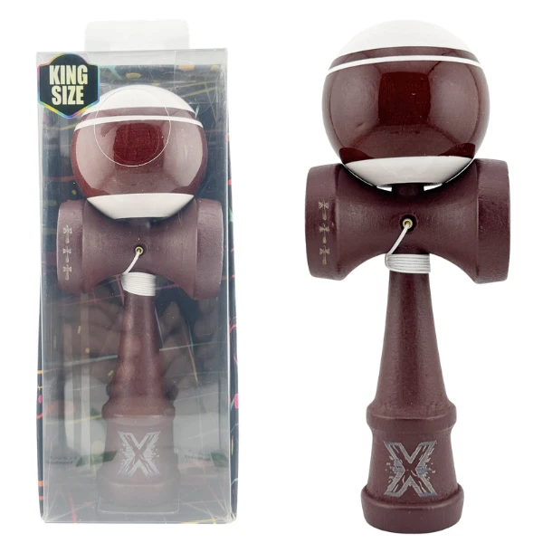 "kendama flippy x original", profesionala, rulment metalic, ața 55 cm, ultra aderent, 7 x 6 x 18.5 cm, alb-maro 2