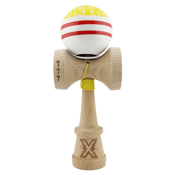"kendama x original: chicanos", profesionala, flippy, rulment metalic, ața 62/65 cm, cupe mari, 7.5 х 6 х 18 cm, galben-alb 2