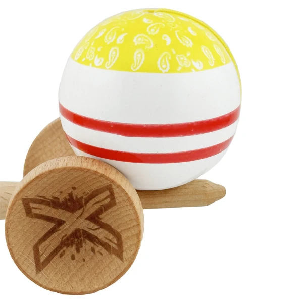 "kendama x original: chicanos", profesionala, flippy, rulment metalic, ața 62/65 cm, cupe mari, 7.5 х 6 х 18 cm, galben-alb 8