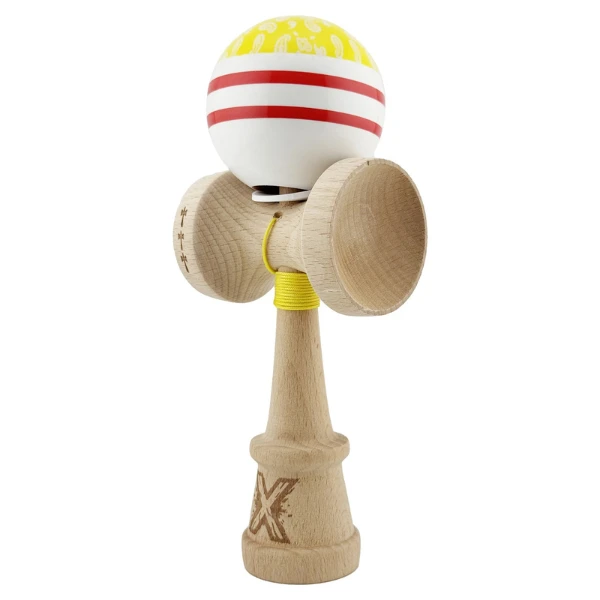 "kendama x original: chicanos", profesionala, flippy, rulment metalic, ața 62/65 cm, cupe mari, 7.5 х 6 х 18 cm, galben-alb 5